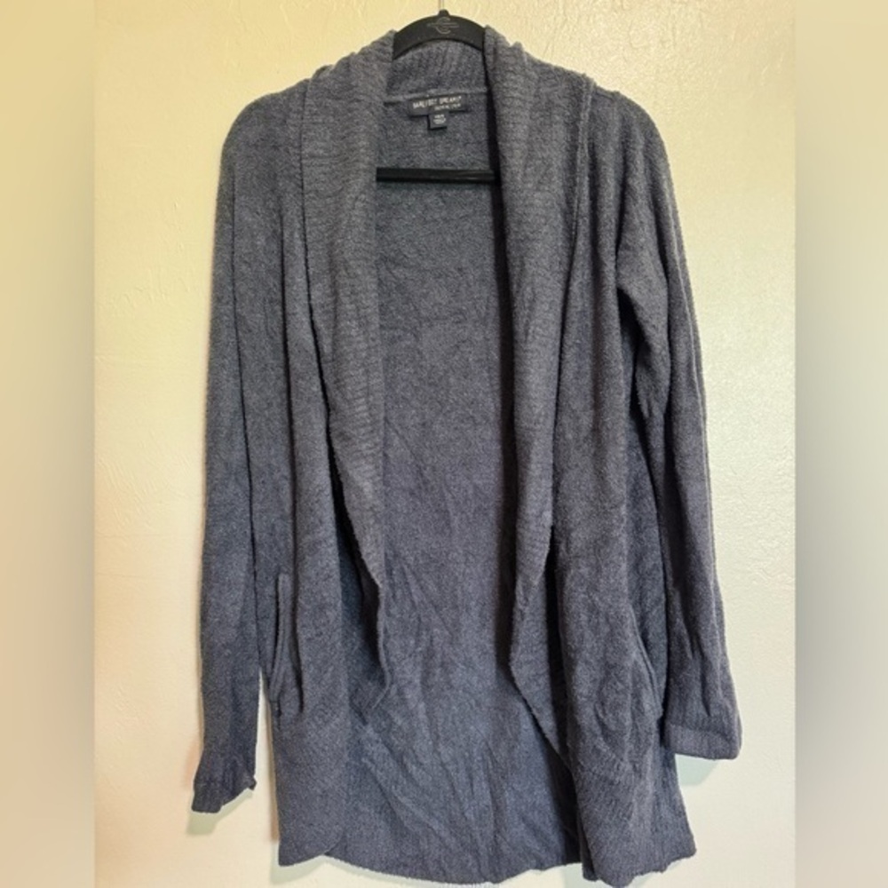 Barefoot Dreams Blue Gray Open Cardigan Sweater XS S
